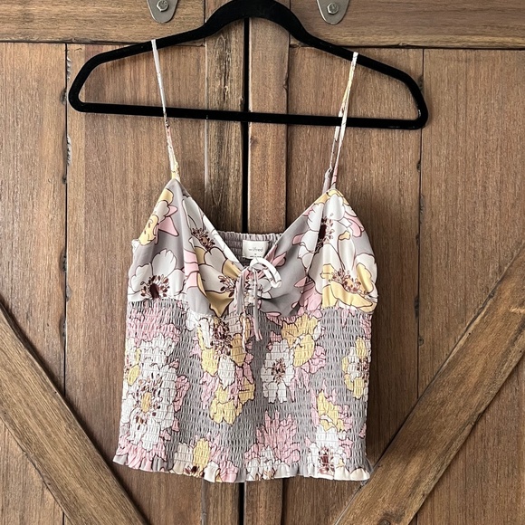 Aritzia Wilfred Ballet Smocked Camisole Tank Top Basalt Grey/Poetic Pink Size M - Picture 2 of 8